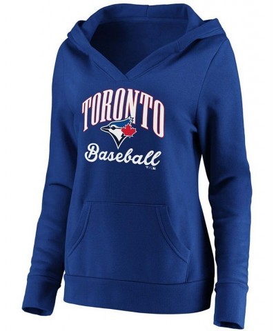 Plus Size Royal Toronto Blue Jays Victory Script Crossover Neck Pullover Hoodie Royal $37.60 Sweatshirts