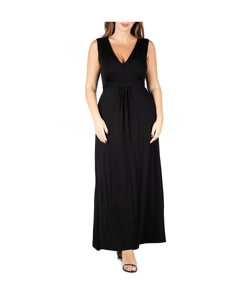 Plus Size Sleeveless Empire Waist Maxi Dress Black $27.55 Dresses