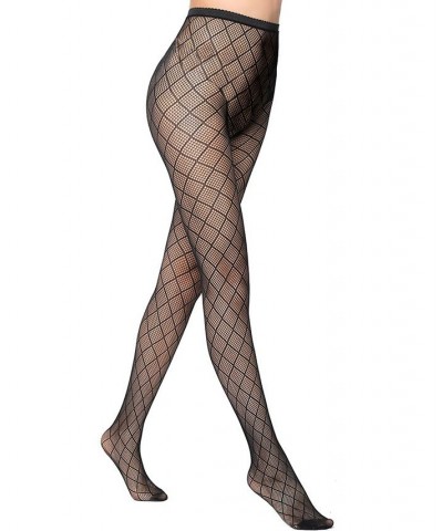 Women's Criss Cross Fishnet Tights Black $12.60 Hosiery