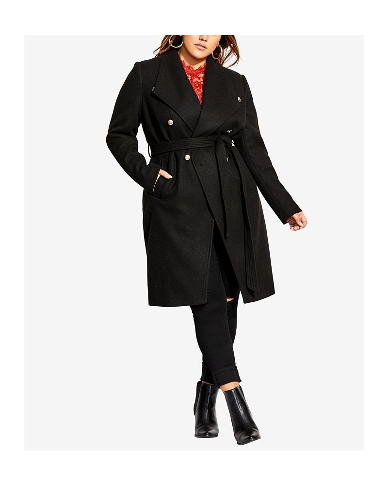 Trendy Plus Size Sassy Military-Inspired Coat Black $85.41 Coats