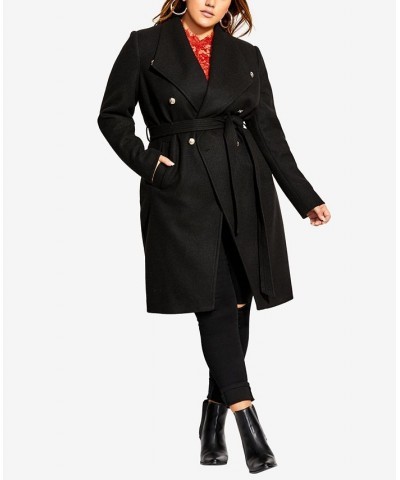 Trendy Plus Size Sassy Military-Inspired Coat Black $85.41 Coats