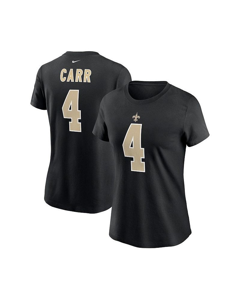 Women's Derek Carr Black New Orleans Saints Player Name and Number T-shirt Black $27.99 Tops