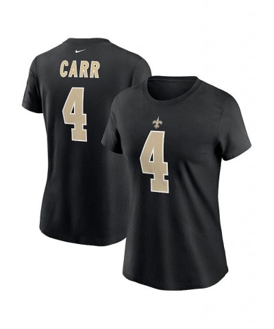 Women's Derek Carr Black New Orleans Saints Player Name and Number T-shirt Black $27.99 Tops