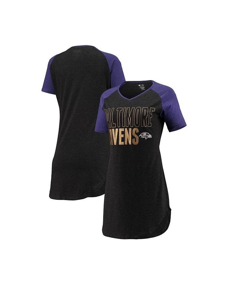 Women's Black Heathered Purple Baltimore Ravens Meter Raglan V-Neck Knit Nightshirt Black, Heathered Purple $24.44 Pajama