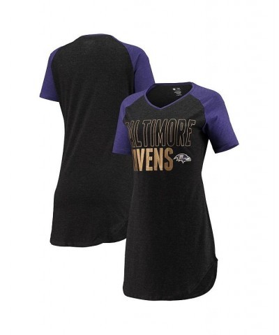 Women's Black Heathered Purple Baltimore Ravens Meter Raglan V-Neck Knit Nightshirt Black, Heathered Purple $24.44 Pajama