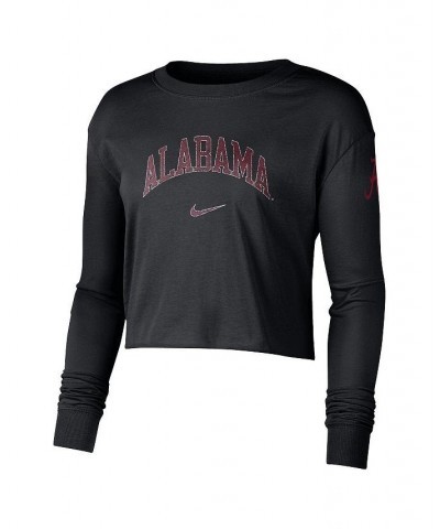 Women's Black Alabama Crimson Tide 2-Hit Cropped Long Sleeve Logo T-shirt Black $20.00 Tops