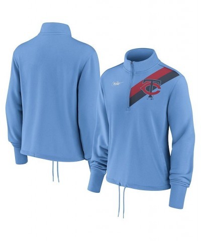 Women's Light Blue Minnesota Twins 1965 Cooperstown Collection Rewind Stripe Performance Half-Zip Pullover Light Blue $42.50 ...