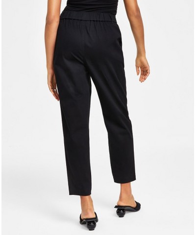 Women's Button Fly High Rise Tapered Pants Black $19.19 Pants