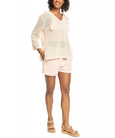 Juniors' After Beach Break Knit Hoodie Tapioca $33.60 Tops