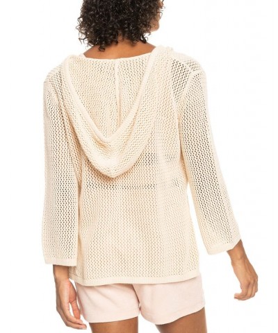 Juniors' After Beach Break Knit Hoodie Tapioca $33.60 Tops