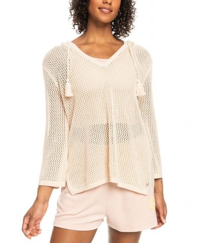 Juniors' After Beach Break Knit Hoodie Tapioca $33.60 Tops