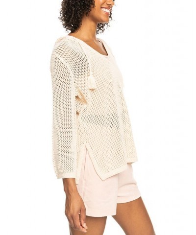 Juniors' After Beach Break Knit Hoodie Tapioca $33.60 Tops