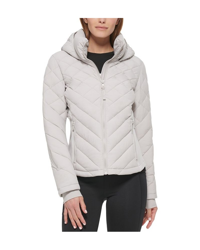 Women's Hooded Packable Puffer Coat Gray $67.20 Coats