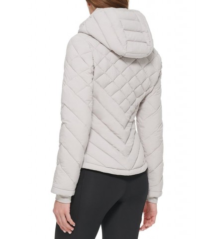 Women's Hooded Packable Puffer Coat Gray $67.20 Coats