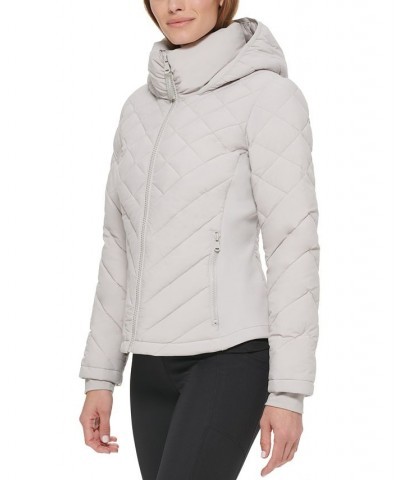 Women's Hooded Packable Puffer Coat Gray $67.20 Coats