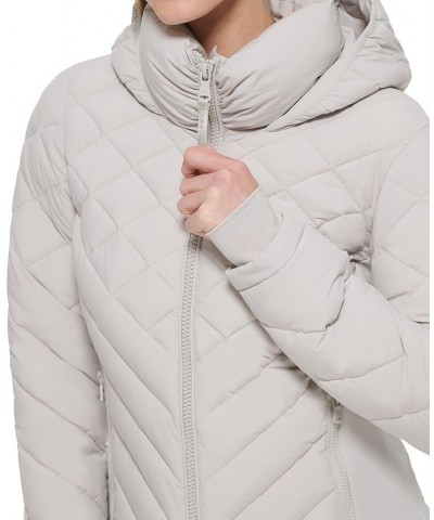 Women's Hooded Packable Puffer Coat Gray $67.20 Coats