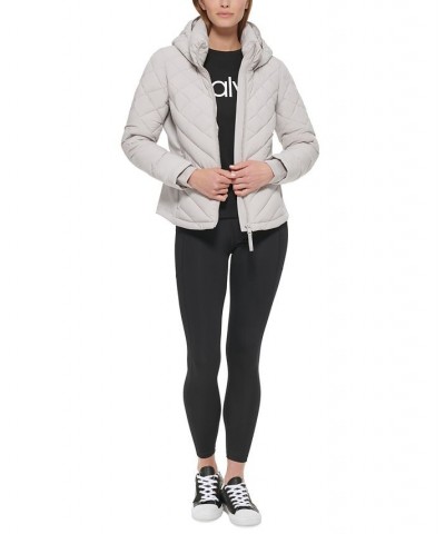 Women's Hooded Packable Puffer Coat Gray $67.20 Coats