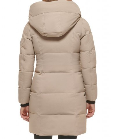 Women's Hooded Puffer Coat Tan/Beige $93.60 Coats