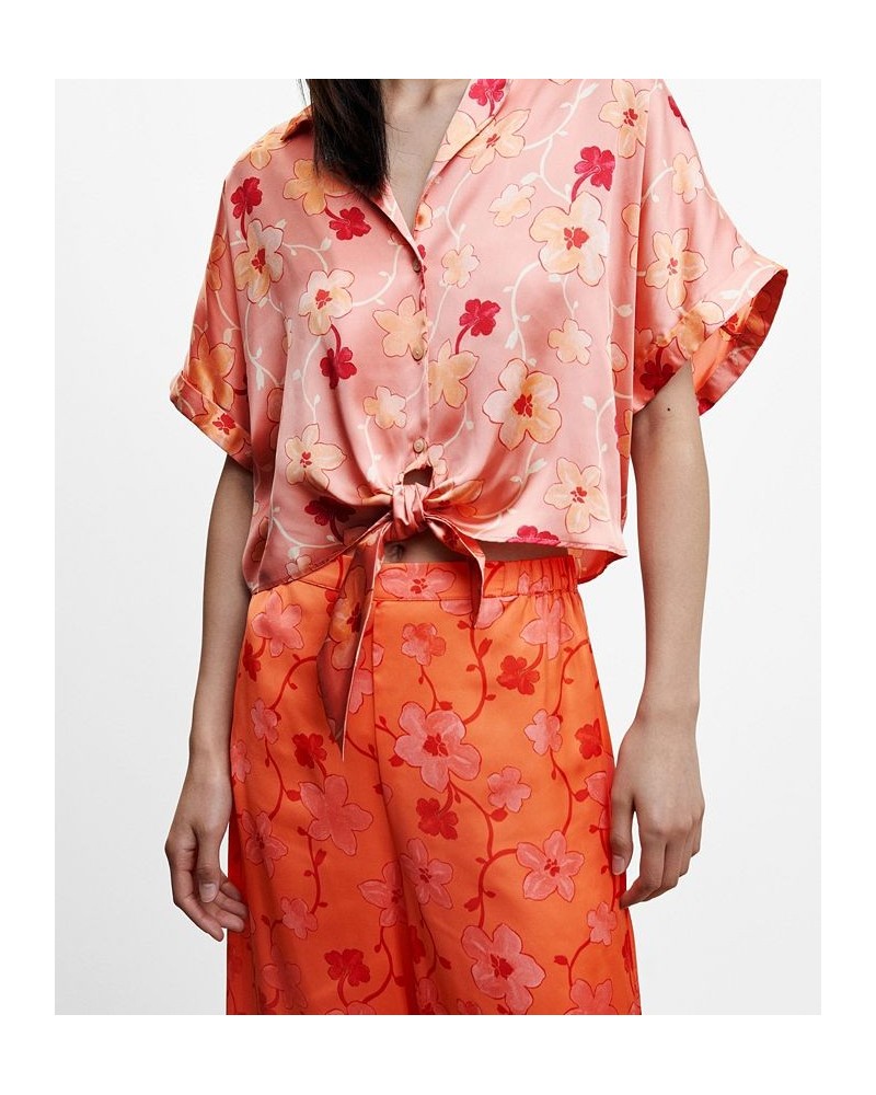 Women's Floral Satin Blouse Pink $36.80 Tops