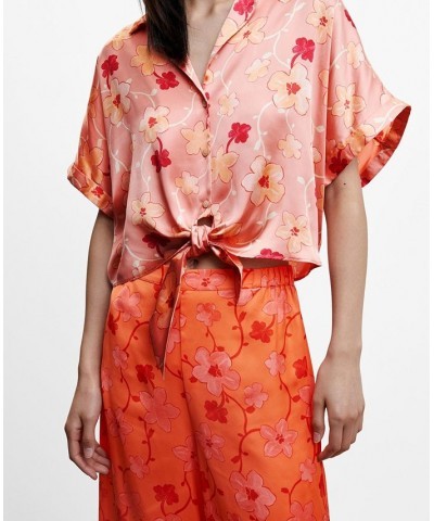 Women's Floral Satin Blouse Pink $36.80 Tops