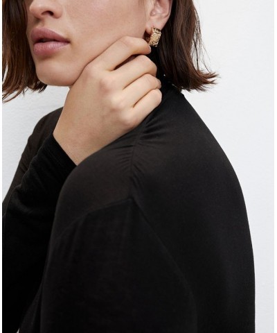 Women's Turtleneck Long-Sleeved T-shirt Black $14.40 Tops