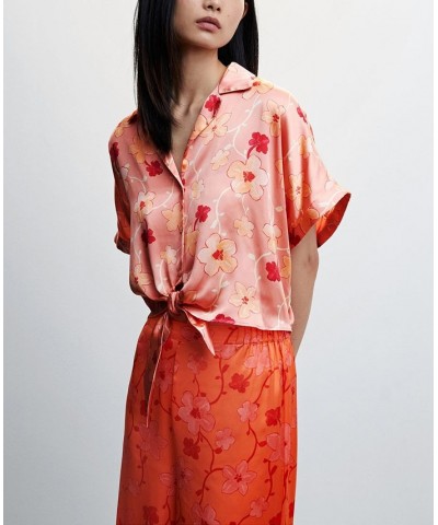 Women's Floral Satin Blouse Pink $36.80 Tops