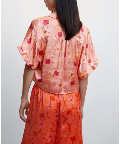 Women's Floral Satin Blouse Pink $36.80 Tops