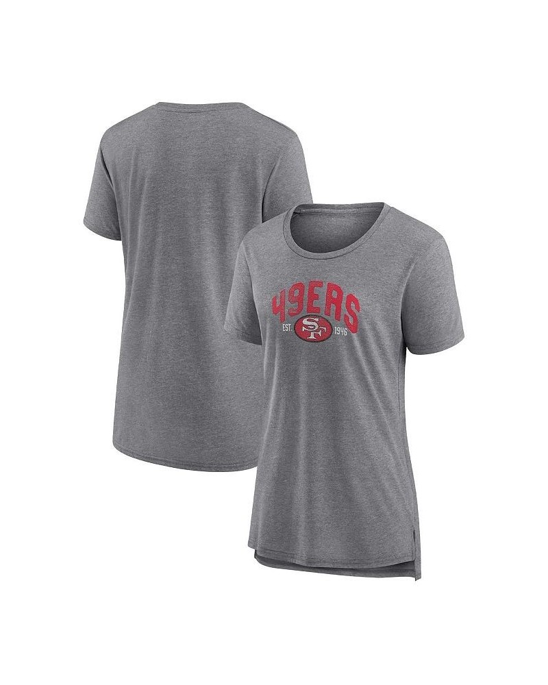 Women's Branded Heathered Gray San Francisco 49ers Drop Back Modern Tri-Blend T-shirt Heathered Gray $19.35 Tops