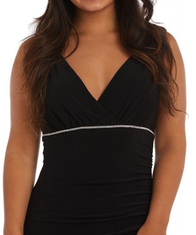 Petite Beaded Empire-Waist Asymmetrical-Hem Dress Black $45.22 Dresses