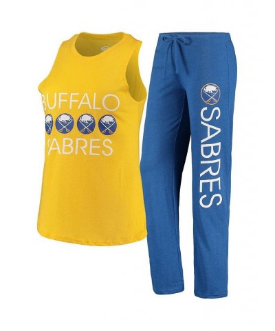 Women's Gold Royal Buffalo Sabres Meter Tank Top and Pants Sleep Set Blue $35.74 Pajama