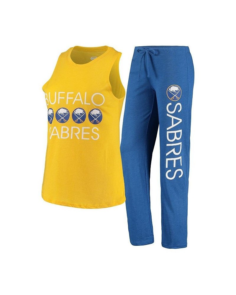 Women's Gold Royal Buffalo Sabres Meter Tank Top and Pants Sleep Set Blue $35.74 Pajama