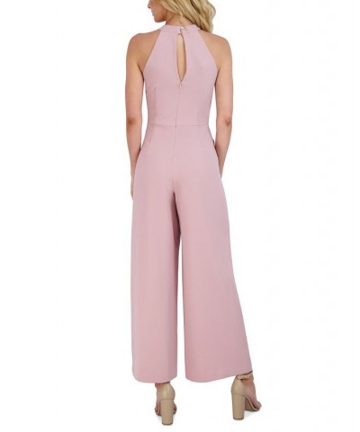 Twist-Front Halter Jumpsuit Light Mauve $60.68 Pants