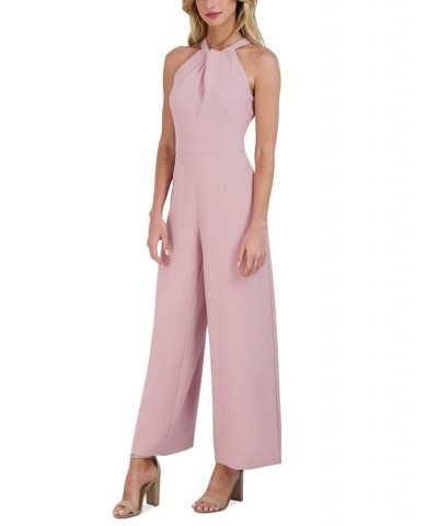 Twist-Front Halter Jumpsuit Light Mauve $60.68 Pants