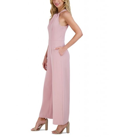 Twist-Front Halter Jumpsuit Light Mauve $60.68 Pants