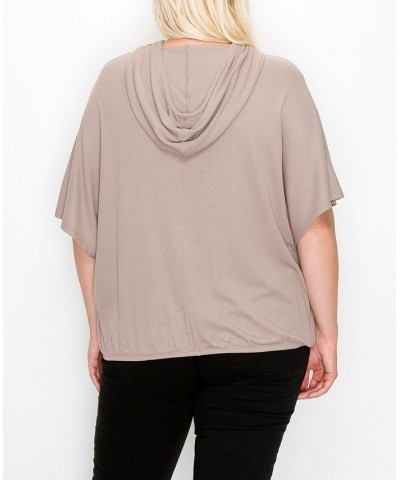 Plus Size Batwing Pocket Hoodie Tan/Beige $29.00 Sweatshirts