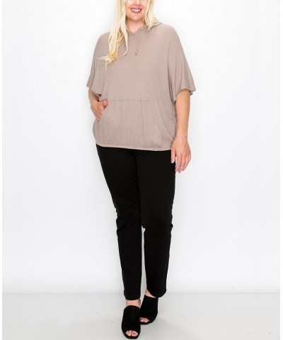 Plus Size Batwing Pocket Hoodie Tan/Beige $29.00 Sweatshirts