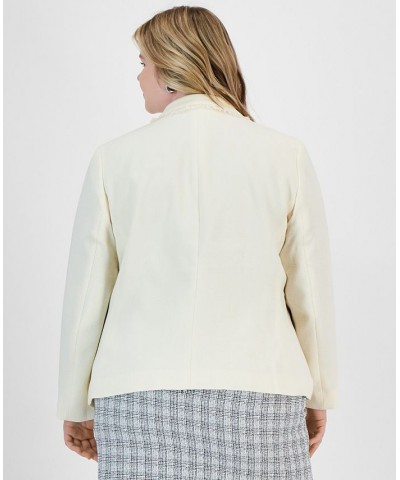 Plus Size Faux Double-Breasted Tweed Blazer White $42.03 Jackets