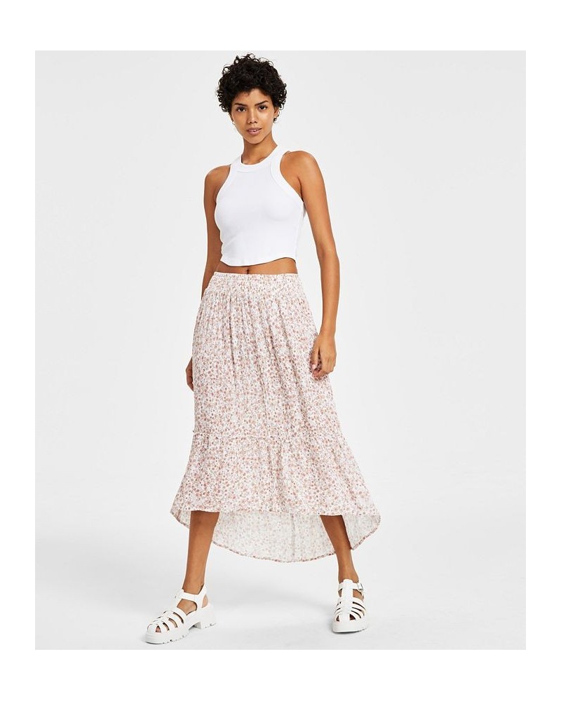 Juniors' High-Low Printed Pull-On Maxi Skirt White $10.40 Skirts