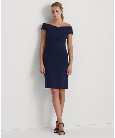 Women's Crepe Off-the-Shoulder Cocktail Dress Lighthouse Navy $66.60 Dresses