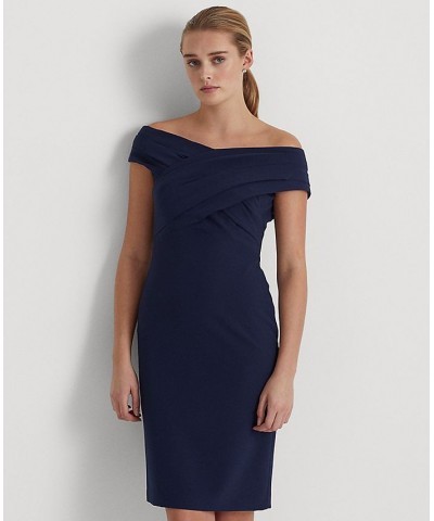 Women's Crepe Off-the-Shoulder Cocktail Dress Lighthouse Navy $66.60 Dresses