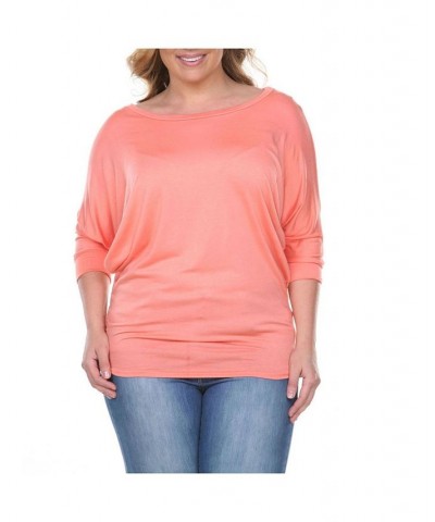 Plus Size Bat Sleeve Tunic Top Coral $32.24 Tops