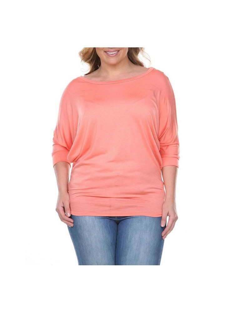 Plus Size Bat Sleeve Tunic Top Coral $32.24 Tops