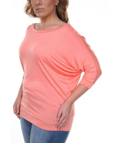 Plus Size Bat Sleeve Tunic Top Coral $32.24 Tops