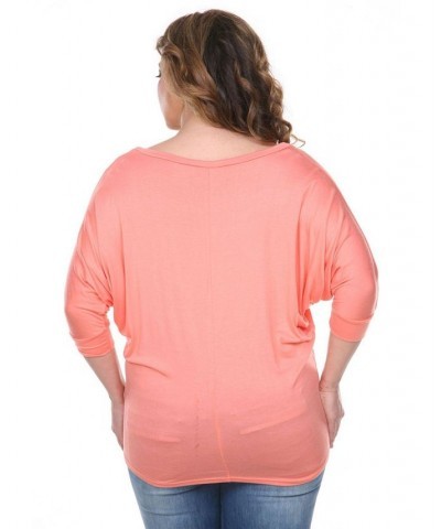 Plus Size Bat Sleeve Tunic Top Coral $32.24 Tops