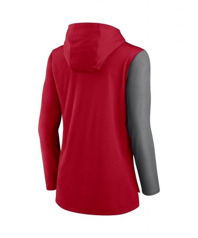 Women's Tampa Bay Buccaneers Chevron Hoodie Performance Long Sleeve T-shirt Red, Heathered Charcoal $33.00 Tops