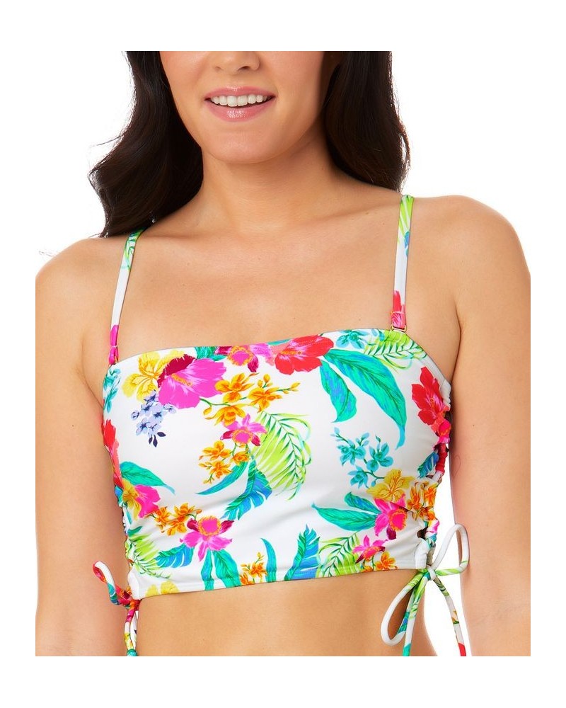 Juniors' Retro Hibiscus Lace-Up Cami Bikini Top Multi $20.99 Swimsuits