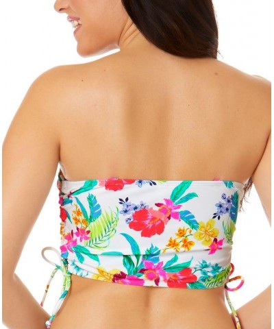 Juniors' Retro Hibiscus Lace-Up Cami Bikini Top Multi $20.99 Swimsuits