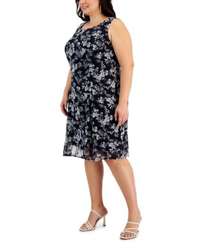 Plus Size 2-Pc. Mesh Jacket & Printed Dress Set Navy $38.15 Dresses