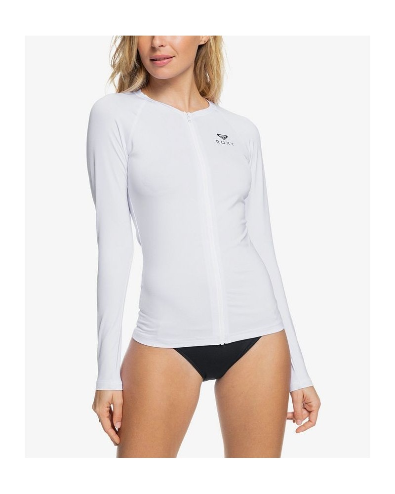 Juniors' Essentials Zip Rash Guard White $24.00 Swimsuits