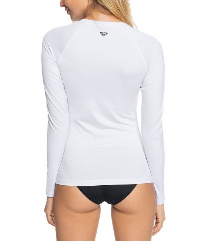 Juniors' Essentials Zip Rash Guard White $24.00 Swimsuits